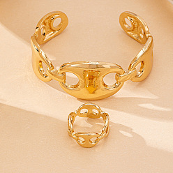 Золотой Комплекты браслетов и колец из сплава кофейных зерен, золотые, внутренний диаметр: 62 мм