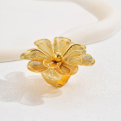 Золотой Элегантные полые цветочные железные манжеты-кольца для невесты и леди ежедневный подарок на отпуск, золотые, внутренний диаметр: 16~18 мм