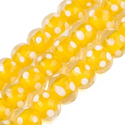 Oro Hilos de abalorios de murano hechos a mano, talón en grano, rondel y lunares, oro, 11~13x8~9.5 mm, agujero: 0.8~1.6 mm, sobre 40~41 unidades / cadena, 13.78~14.37 pulgada (35~36.5 cm)