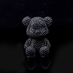 Obsidian Bear Resin with Natural Obsidian Chips Inside Display Decorations, Figurine Home Decoration, 70x65x90mm