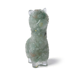 Зеленый Авантюрин Украшение из смоляной альпаки, с натуральными зелеными кусочками авантюрина внутри статуй для украшения домашнего офиса, 40x31x90 мм