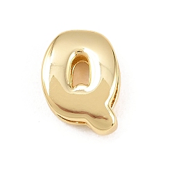 Letter P Латунные бусины, долговечный, стойки покрытие, без свинца и без кадмия, реальный 18 k позолоченный, Письмо P, 14x10x5 мм, отверстие : 11x3 мм