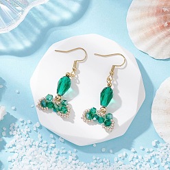 Зеленый Серьги-подвески из нержавеющей стали и стекла «рыбий хвост», реальный 304 k позолоченный, зелёные, 18 мм