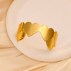 Настоящее золото 18K Романтические 304 браслеты-манжеты из нержавеющей стали для женщин, сердце, реальный 18 k позолоченный, 7/8 дюйм (2.35 см), внутренний диаметр: 2-1/2 дюйм (6.2 см)