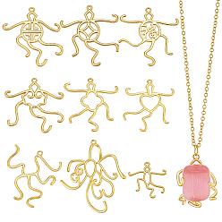 Golden 9Pcs 9 Styles Brass 5 Claw Blank Pendant Cabochon Settings, Open Back Settings, Golden, 35x33mm, 1pc/style