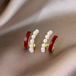 Другие Серьги-гвоздики из сплава и смолы ко Дню святого Валентина, золотые, двухслойный с-образный, 20x9 мм