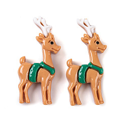 Олень Рождественские украшения, тема, непрозрачная смола, декодированные кабошоны, олень, 33x16x5.5 мм