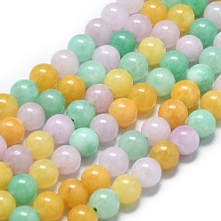 (52) Непрозрачная лаванда Натуральный Malaysia нефритовые бусы пряди, окрашенная и подогревом, круглые, разноцветные, 6~6.5 мм, отверстие : 1 мм, около 60~62 шт / нитка, 14.96 дюйм (38 см)