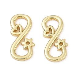 Настоящее золото 18K Крючки и S замочки-крючки, латунь , без кадмия и без свинца, стойки покрытие, долговечный, звезда с сердцем, реальный 18 k позолоченный, 11.5x6x1 мм, отверстие : 3.2 мм