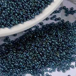 (RR314) Montana Blue Gold Luster MIYUKI Round Rocailles Beads, Japanese Seed Beads, (RR314) Montana Blue Gold Luster, 15/0, 1.5mm, Hole: 0.7mm, about 5555pcs/bottle, 10g/bottle