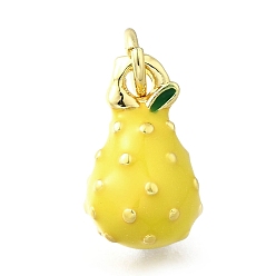Pear Латунь с эмалевыми подвесками, долговечный, без свинца и без кадмия, реальный 18 k позолоченный, с целью перехода в кольце, груша, 13x8x8 мм, отверстие : 3.2 мм