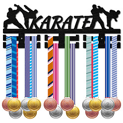 Sports Вешалка для медалей из модного дерева, 2 линейная настенная стойка, с винтами и дюбелем, каратэ, спортивный, 150x400 мм, отверстие : 5 мм