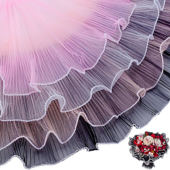 (52) Непрозрачная лаванда 4 сумки 4 стили полиэстеровая упаковка для букетов цветов сетчатая бумага, с кромкой из абс-пластика, имитирующей перламутр, бумага для упаковки букетов морщинистая волнистая сетчатая пряжа, на день Святого Валентина, украшение свадьбы, разноцветные, 270 мм, 3.77~4 м / мешок, 1 сумка / стиль