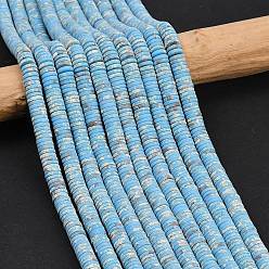 Светло-Голубой Окрашенные нити синтетических бус императорской яшмы, матовые, дисковые бусы, Heishi бусы, Небесно-голубой, 6x1.5 мм, отверстие : 1 мм, около 249~252 шт / нитка, 15.28~15.55'' (38.8~39.5 см)