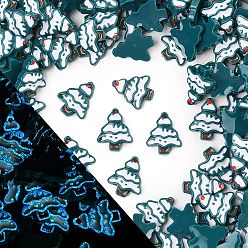 Рождественская елка Кабошоны из светящейся смолы на рождественскую тематику, светится в темноте, рождественская елка, 10x8.5x2.5 мм