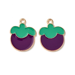 Mangosteen Подвески из сплава фруктов и эмали, золотой свет, мангустин, 19x15x1.5 мм, отверстие : 1.6 мм
