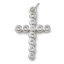 Платина Стойка металлическая латунная микропрофилированная кубическая циркония подвески, долговечный, без свинца и без кадмия, крест прелести, с целью перехода в кольце, платина, 24.5x15.5x2 мм, отверстие : 3 мм