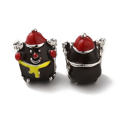 Снеговик Европейские бусины из сплава эмали рождественской тематики, большое отверстие шарик, платина, снеговик, 13x10.5x10 мм, отверстие : 4.7 мм