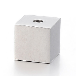 Нержавеющая Сталь Цвет Устойчивы к потускнению 304 наконечники шнура из нержавеющей стали, Торцевые крышки, кубические, цвет нержавеющей стали, 8x8x8 мм, отверстие : 2 мм, внутренний диаметр: 6 мм