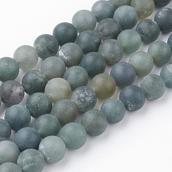 Мосс Агат Природные моховой агат нитей бисера, круглые, матовые, 8~8.5 мм, отверстие : 1 мм, около 45~47 шт / нитка, 14.9 дюйм (38 см)
