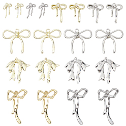 (52) Непрозрачная лаванда 20 шт. 5 стили 2 цвета подвески из сплава, бантом прелести, разноцветные, 20~45x12~35.5x2~6 мм, отверстие : 1.2~3 мм, 2 шт / цвет