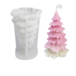 White 3D Christmas Tree DIY Candle Silicone Molds, for Xmas Tree Scented Candle Making, White, 10x9.5x16cm, Inner Diameter: 14.7x9.6x9.3cm