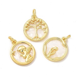 Смешанные Узоры Стеллаж гальванический латунный с пластиковыми подвесками, реальный 18 k позолоченный, плоские круглые прелести, без свинца и без кадмия, смешанные узоры, 20x17.5x3 мм, отверстие : 4.5 мм