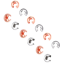 Rose Gold & Stainless Steel Color Electroplated 304 Stainless Steel Crimp Beads Covers, Rose Gold & Stainless Steel Color, 4.5~6mm, Hole: 1mm