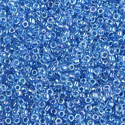 Королевский синий 6/0 стакан бисер, внутри цветов, круглое отверстие, круглые, прозрачные цвета радуги, королевский синий, 6/0, 4~5x2.5~4.5 мм, отверстия: 1.2 мм, около 4500 шт / мешок