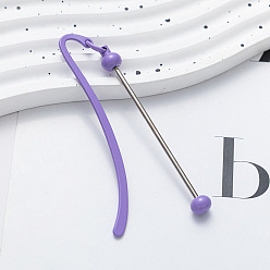 Средний Фиолетовый Закладки из сплава ярких цветов, напечатанные распылением, закладка с железным крючком и бусинами, средне фиолетовый, 86 мм