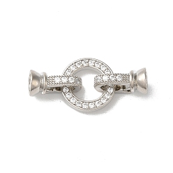 Платина Покрытие стойки круглое кольцо латунь микропаве фианиты складные застежки, долговечный, без свинца и без кадмия, платина, 31 мм