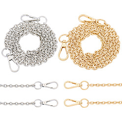 Platinum & Light Gold 2 шт. 2 цвета сумки цепи ремни, железные кабельные звенья цепи, с пружинным кольцом из сплава, для аксессуаров для замены сумок, платина и светлое золото, 1180x7 мм, 1 шт / цвет