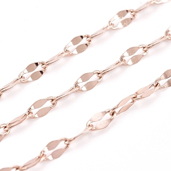 Розовое Золото Ионное покрытие (ip) 304 цепи из нержавеющей стали, кабельные цепи, пайки, с катушкой, розовое золото , 4x2x0.2 мм, около 32.8 футов (10 м) / рулон