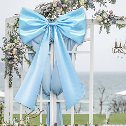 Светло-Голубой Атласные украшения аксессуары, бантом, с наклейкой, Небесно-голубой, 1050x650x30 мм