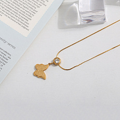 Бабочка 201 ожерелья из нержавеющей стали с подвесками из хрусталя и стразами для женщин, золотые, бабочка, 15.75 дюйм (40 см), Кулон : 20 мм