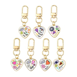 (52) Непрозрачная лаванда 7Шт подвесные украшения из сплава эмали, Сплав с застежками, сердце с сглаза, разноцветные, 62 мм