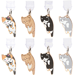 (52) Непрозрачная лаванда 8 шт. 4 стили силиконовые мобильные заглушки от пыли, с подвесками из эмали и сплава , форма кошки, разноцветные, 36 мм, 2 шт / стиль