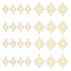 Золотой 70 шт. 2 стили латунные соединители Sun Link, долговечный, золотые, 18~27x13.5~22.5x0.5 мм, отверстие : 1.2~1.4 мм