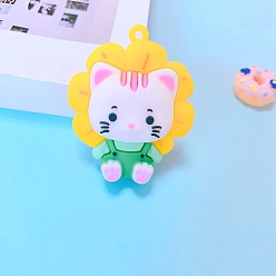 Зеленый Пластиковые подвески из пвх, кот с подсолнухом, зелёные, 55x45 мм