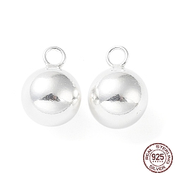 Серебро 925 стерлингов серебряные подвески, круглый шарм, серебряные, 14x10 мм, отверстие : 2.5 мм