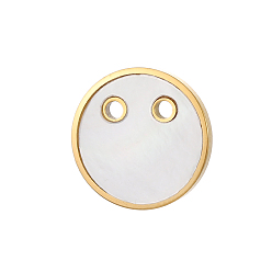 Белый Плоские круглые 304 соединительные элементы из нержавеющей стали, ионное покрытие (ip), реальный 14 k позолоченный, белые, 12x12 мм
