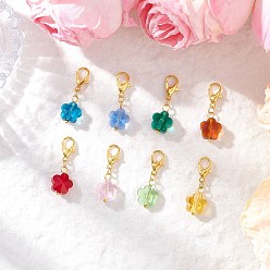 Золотой Стеклянные подвески в виде цветов, с цинковым сплавом застежками омаров коготь, золотые, 27 мм