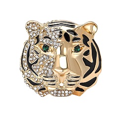 Золотой Булавки с тигровой эмалью, Броши из сплава со стразами для рюкзака, золотые, 35x33 мм