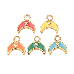 Золотой 304 прелести нержавеющей стали, серп, с эмалью и стразами, золотые, 11.5x10.5x2.5 мм, отверстие : 2.5 мм