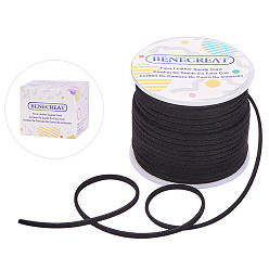 Черный Шнуры из искусственной замши, искусственная замшевая кружева, чёрные, 3x1 мм, около 30 м / рулон