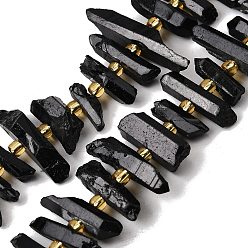 (405) Непрозрачный AB вишня Гальванизировать природный кристалл кварца бусы пряди, граненые, палочка для наггетсов, с бисером, с черным покрытием, 11~25x3~9x4~10 мм, отверстие : 1~1.2 мм, около 19~26 шт / нитка, 7.09~7.48'' (18~19 см)