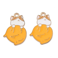 Золотистый Подвески из эмали и сплава, подвески в форме кошки, золотые, золотые, 27x18x1.5 мм, отверстие : 2 мм