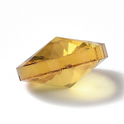 Gold Glass Charms, Faceted, Cone, Gold, 14x7mm, Hole: 1mm