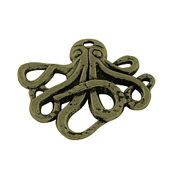 Antique Bronze Octopus Tibetan Style Alloy Pendants, Cadmium Free & Lead Free, Antique Bronze, 20.5x24x2.5mm, Hole: 1.5mm, about 810pcs/1000g