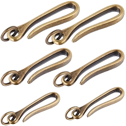 Античная Бронза 6 шт. 3 стили тибетский стиль сплав крючковые застежки, с прыжковых колец, для изготовления брелка, античная бронза, 49.5~69x12.5~17.5x6~8.5 мм, отверстие : 13 мм, 2 шт / стиль